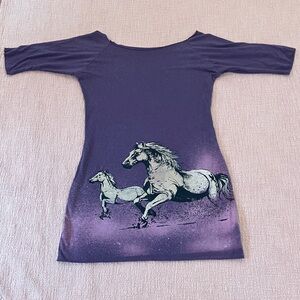 Bamboo / cotton Galloping Horses Print Women's Tunic med (may fit on small side)